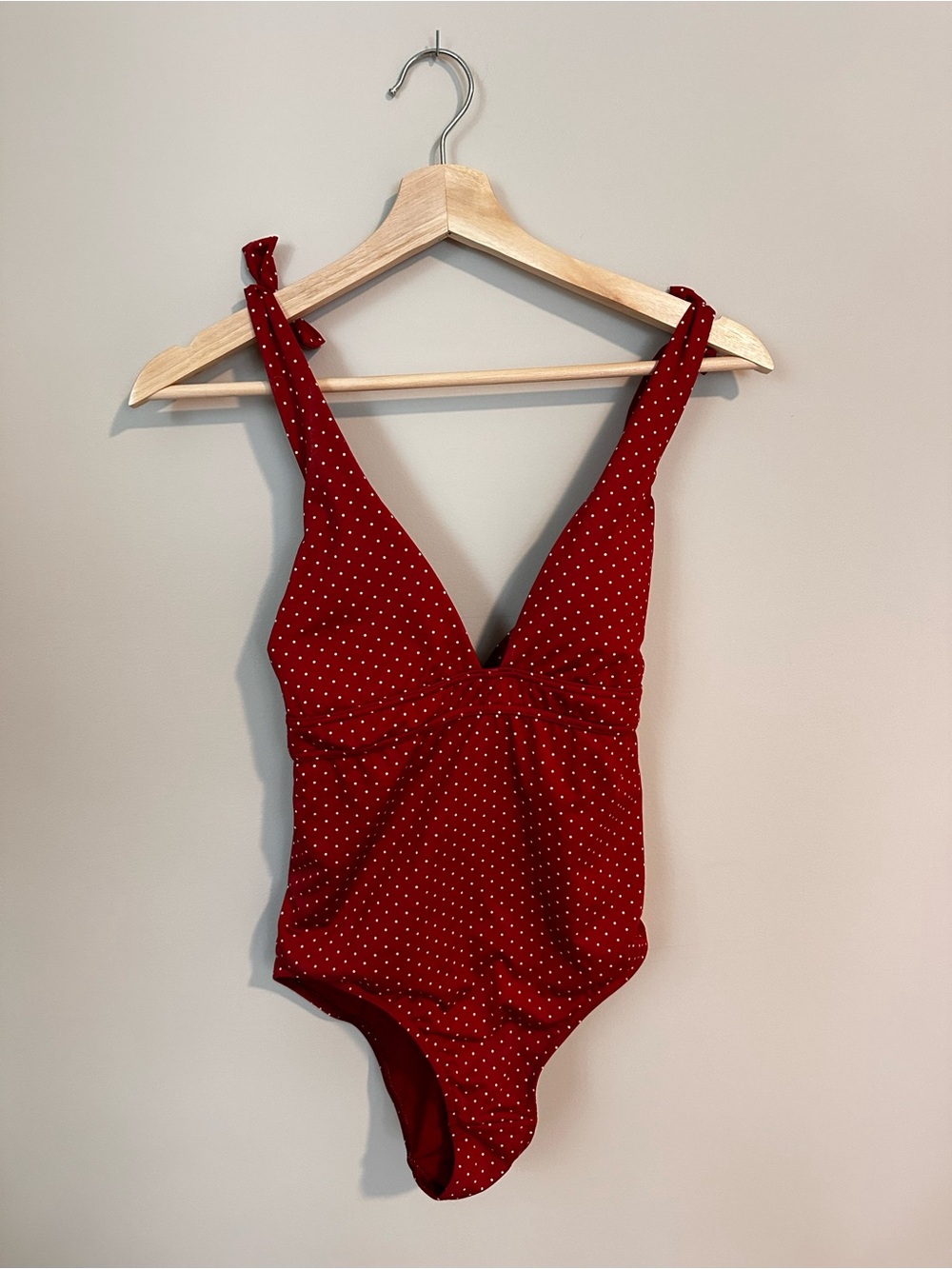 Sezane YSE Red Polka Dot One-Piece Swimsuit. Size 34